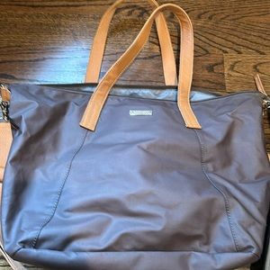 The Stork Sac Diaper Bag gray with nude handles